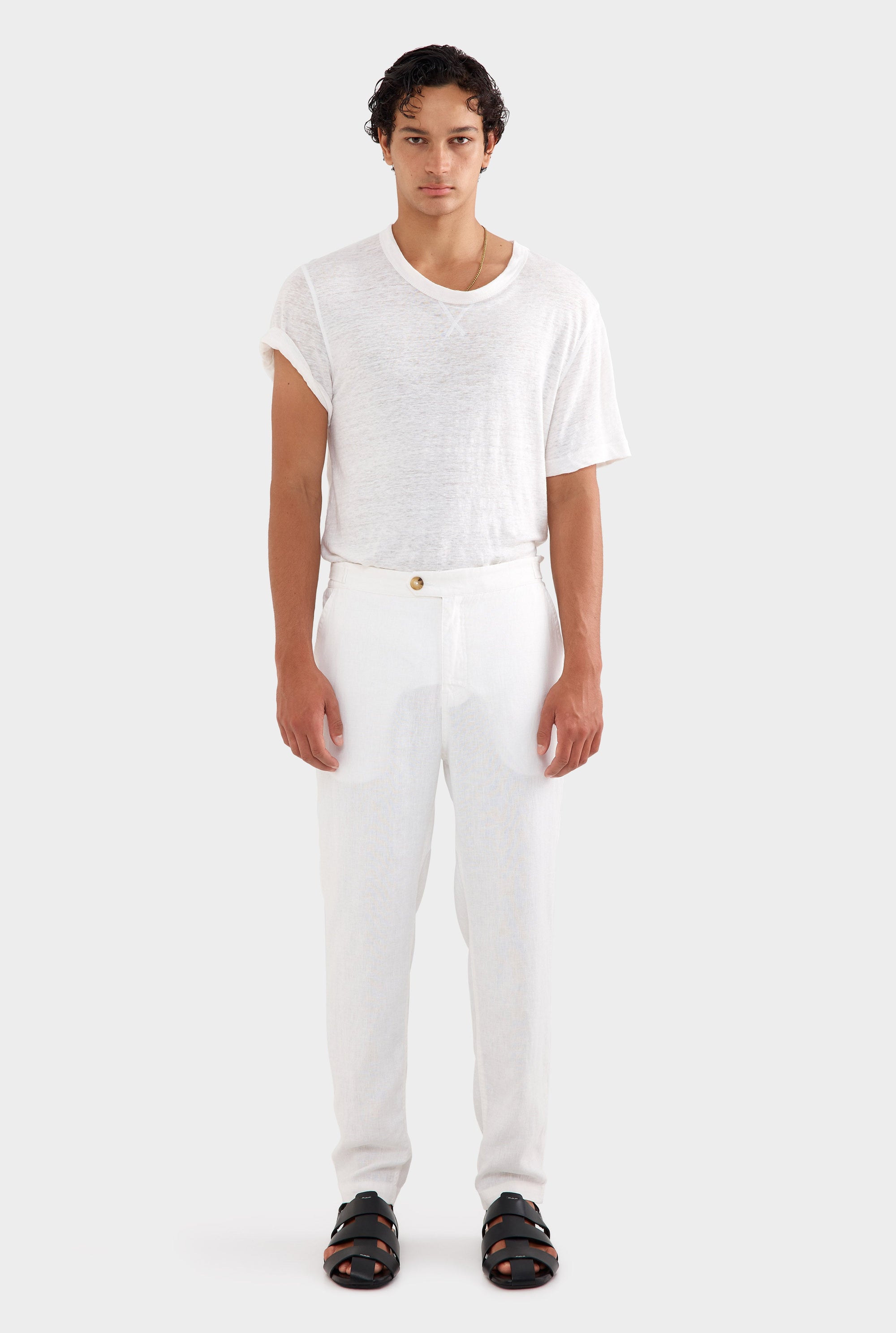 Side Tab Trouser - White