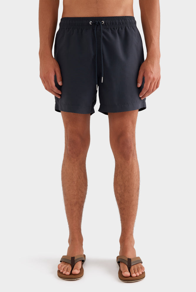 Solid Swim Short - Charcoal/Crochet Tape