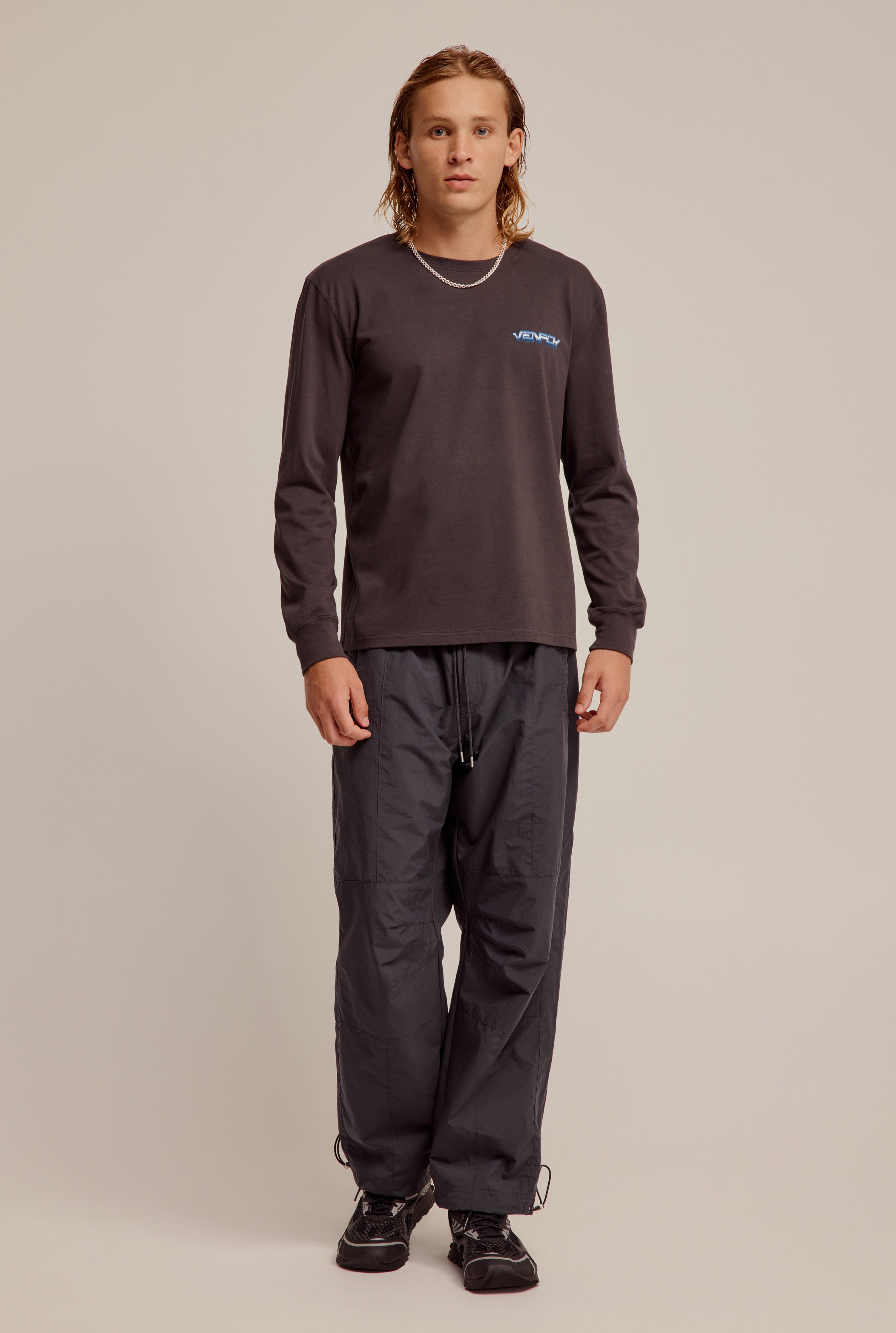 Panelled Nylon Trouser - Charcoal