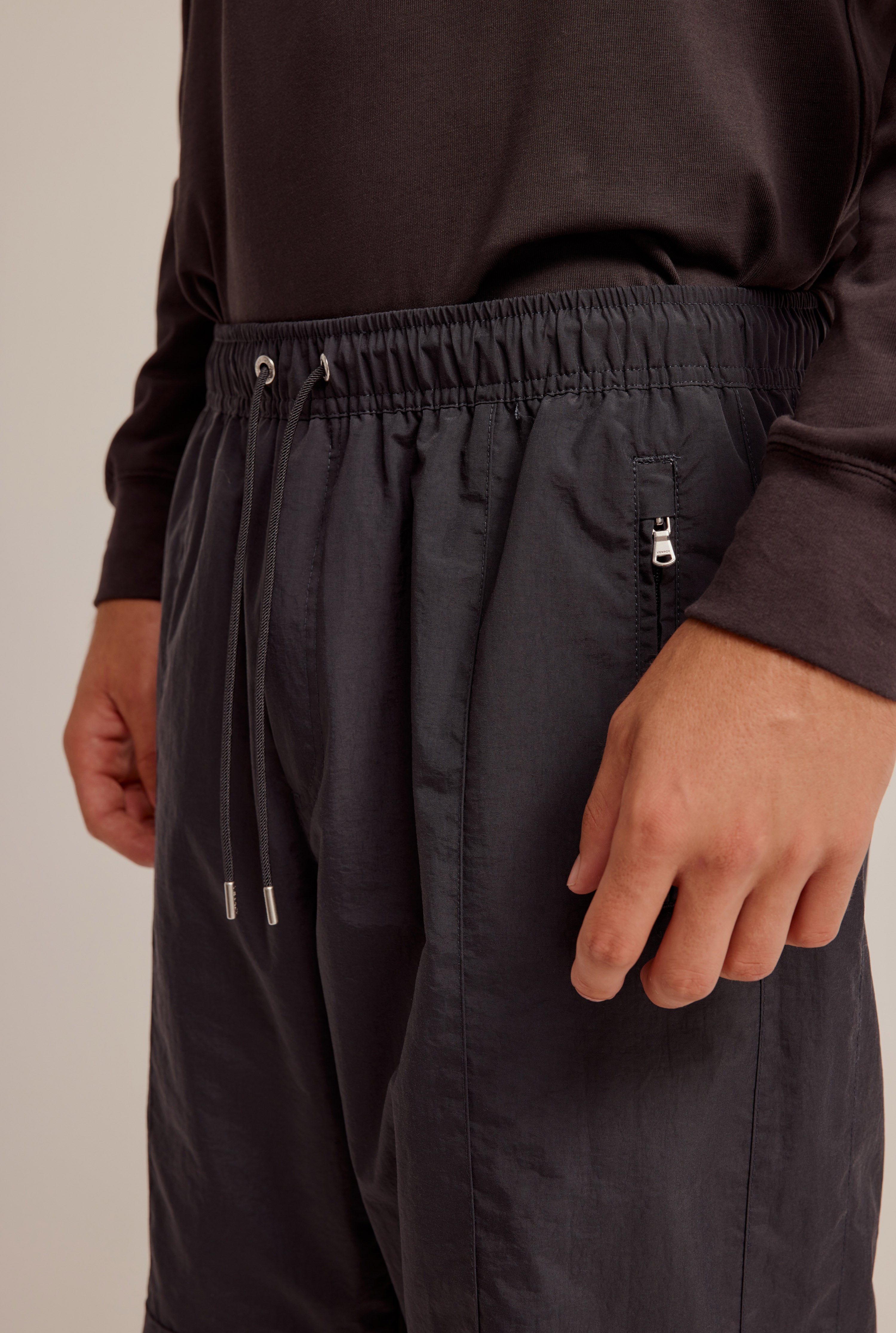 Panelled Nylon Trouser - Charcoal