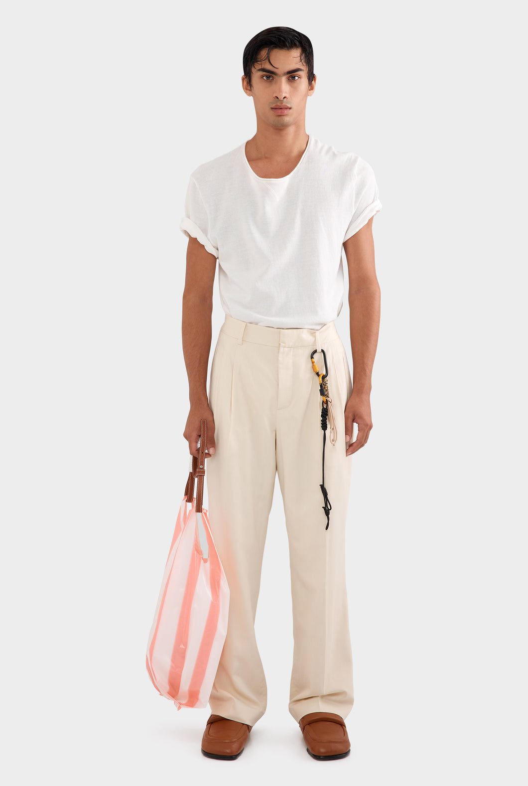 Tailored Pleat Trouser - Cream