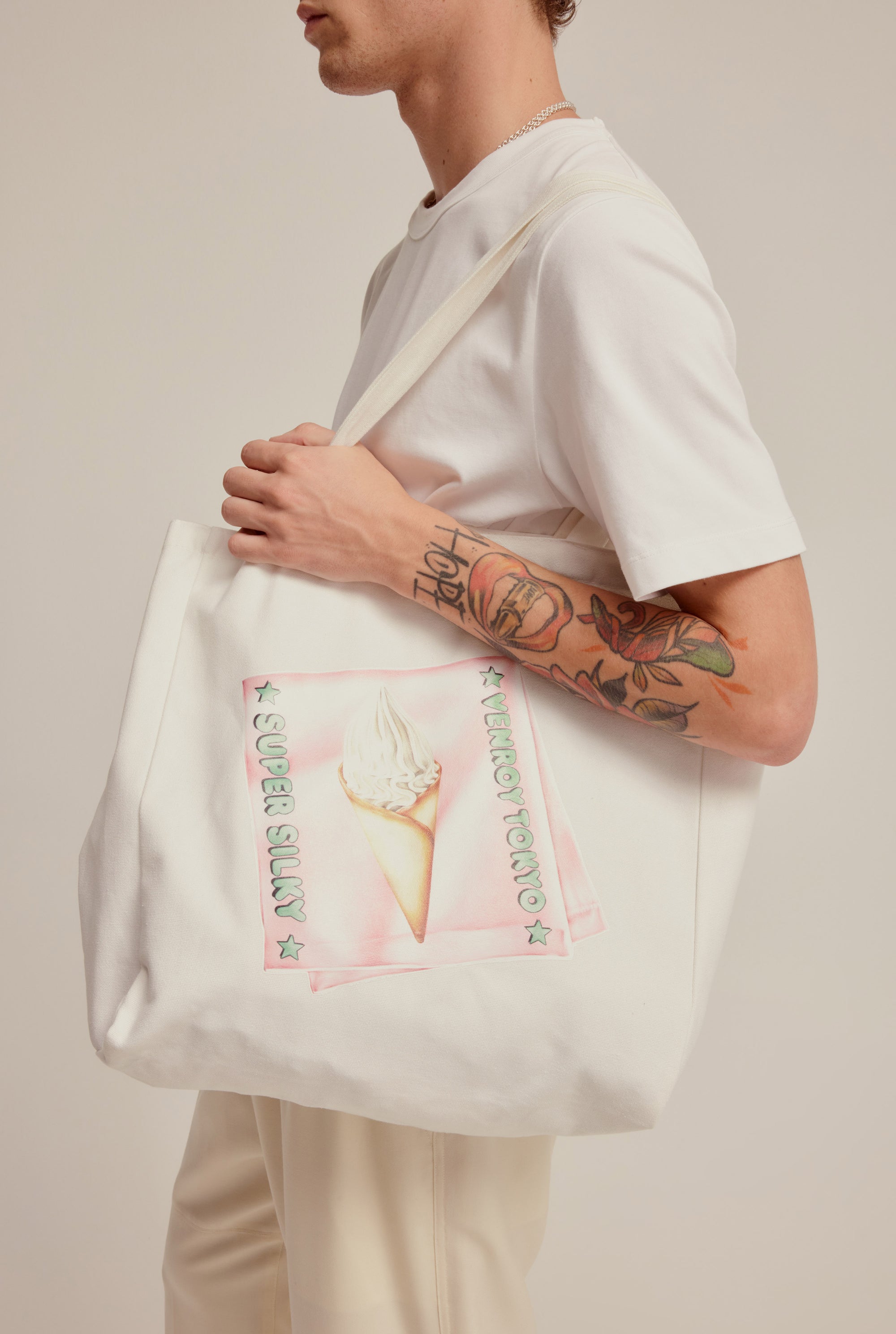 Tokyo Cotton Logo Tote - Cream