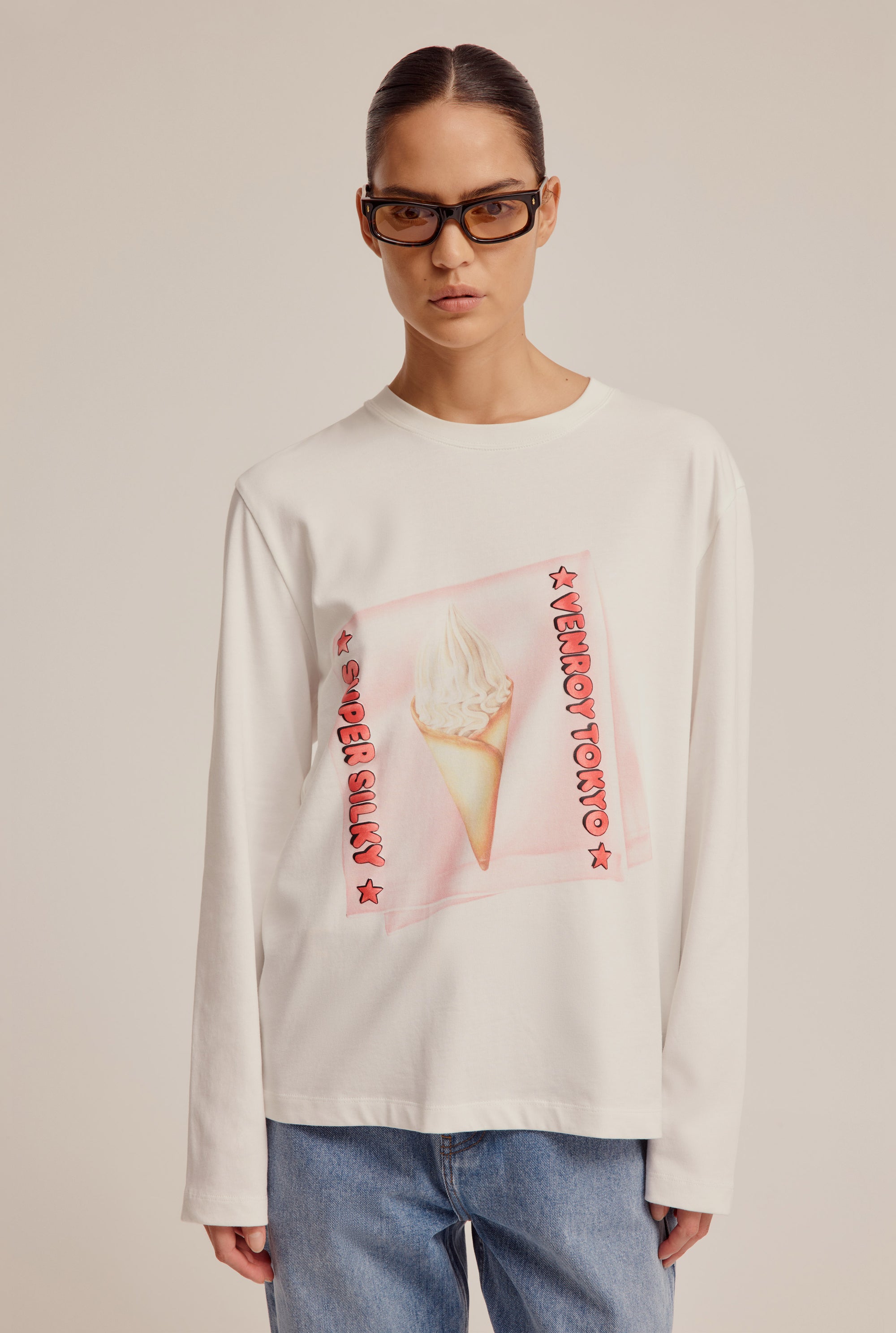 Unisex Tokyo Logo Long Sleeve T-Shirt - Off White