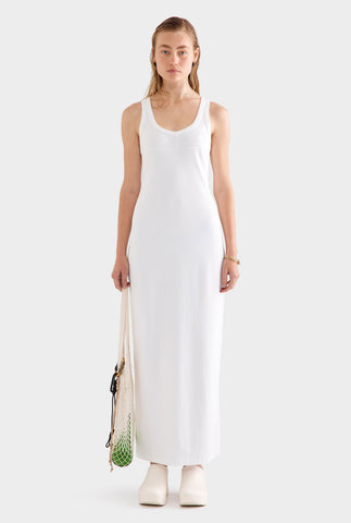 Fitted Jersey Tank Dress - Off White