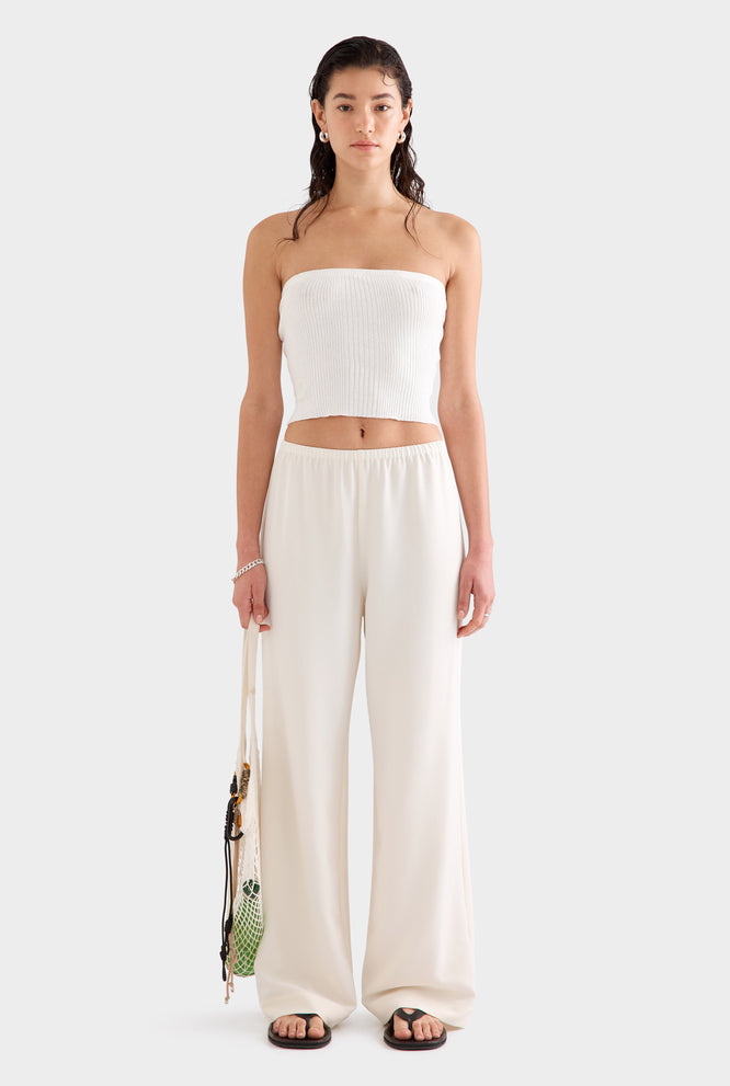 Strapless Linen Knit Top - Off White