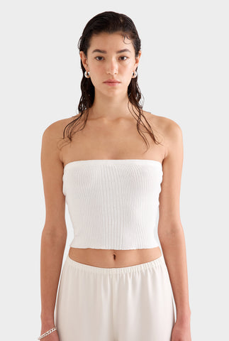 Strapless Linen Knit Top - Off White