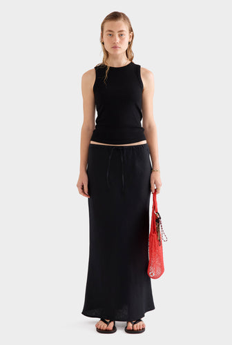 Drawstring Bias Skirt 2.0 - Black