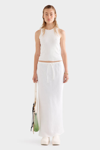 Drawstring Bias Skirt 2.0 - White