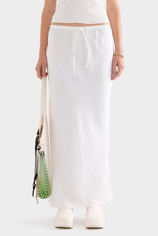 Drawstring Bias Skirt 2.0 - White