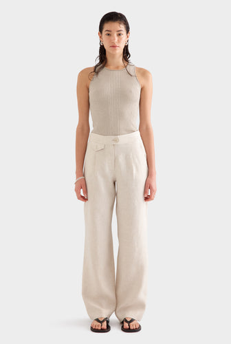 Fixed Waist Linen Trouser 2.0 - Sand