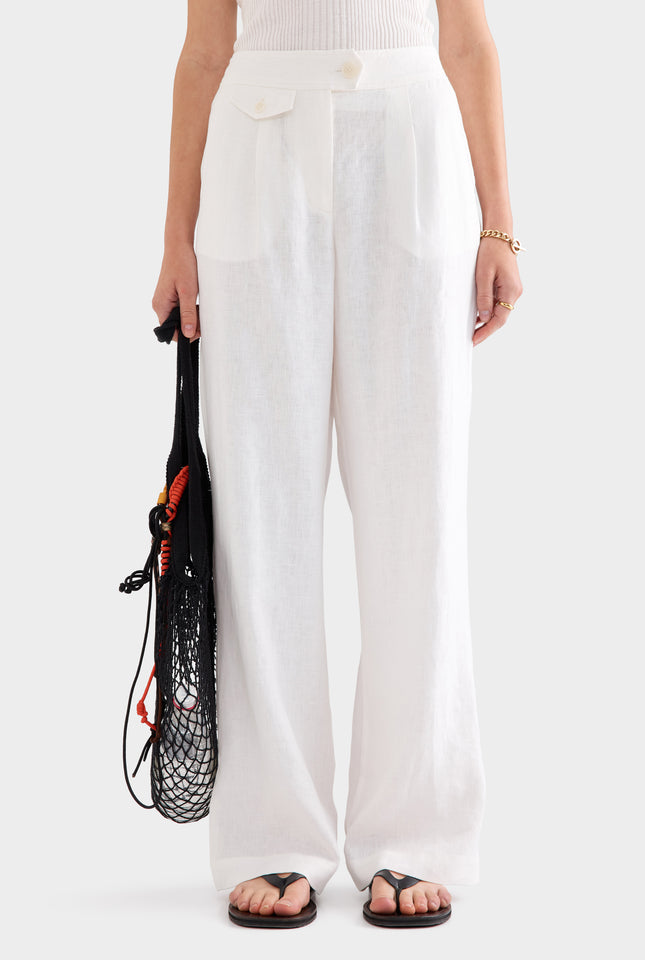 Fixed Waist Linen Trouser 2.0 - White