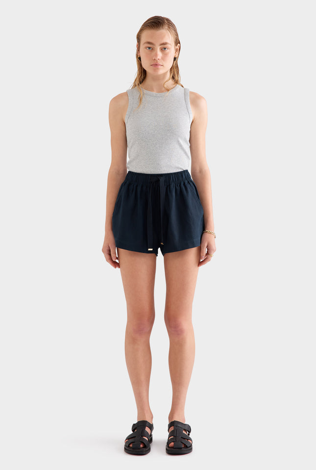 High Waisted Lounge Short - Navy