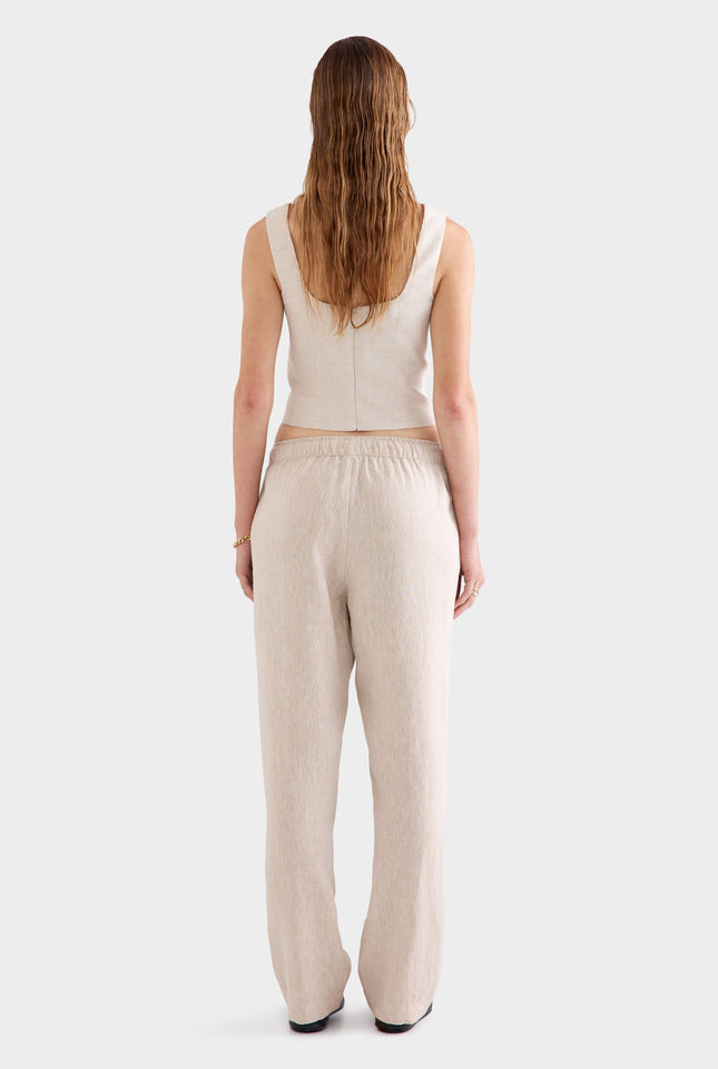 Linen Panelled Top -  Sand