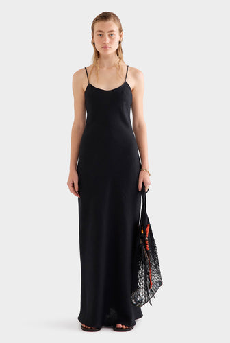 Linen Slip Dress - Black