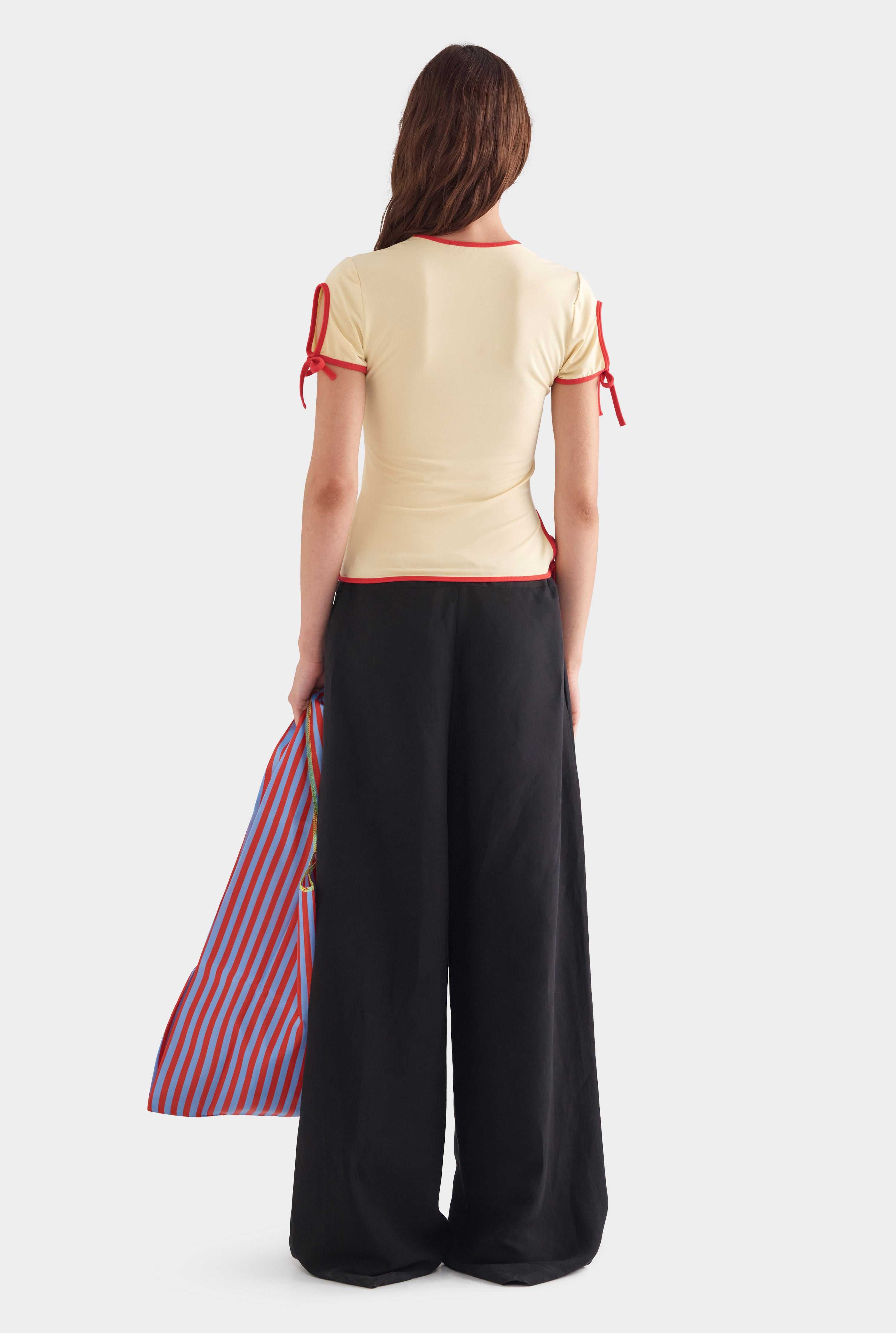 Contrast Jersey Tee - Dusty Yellow/Red Que Linda
