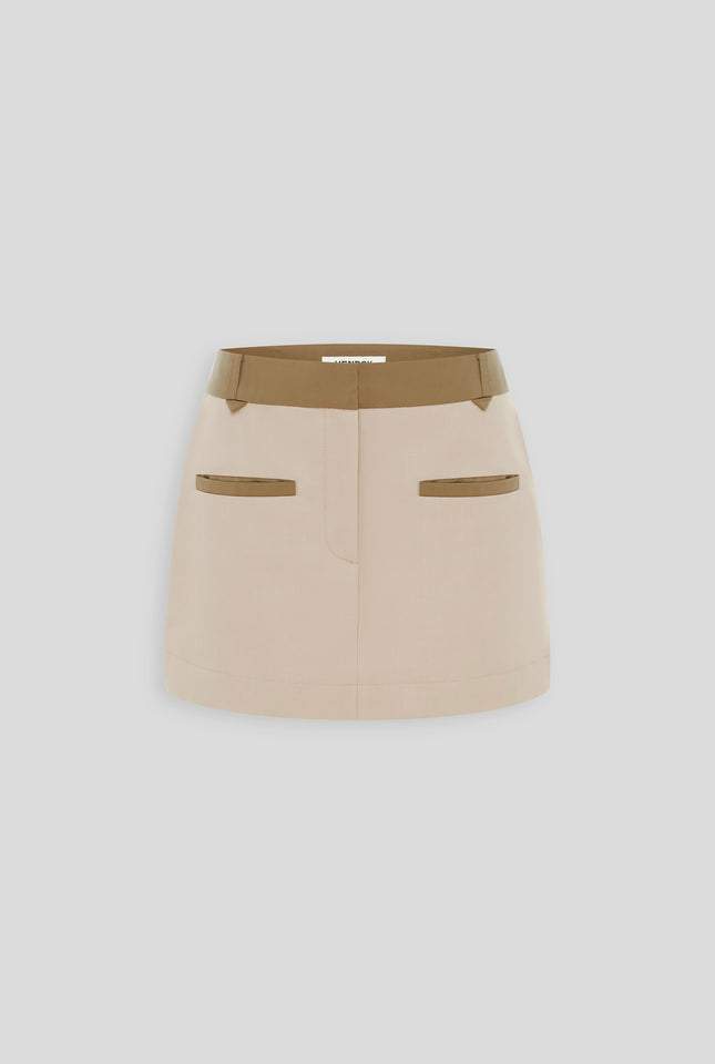 Contrast Mini Skirt - Beige