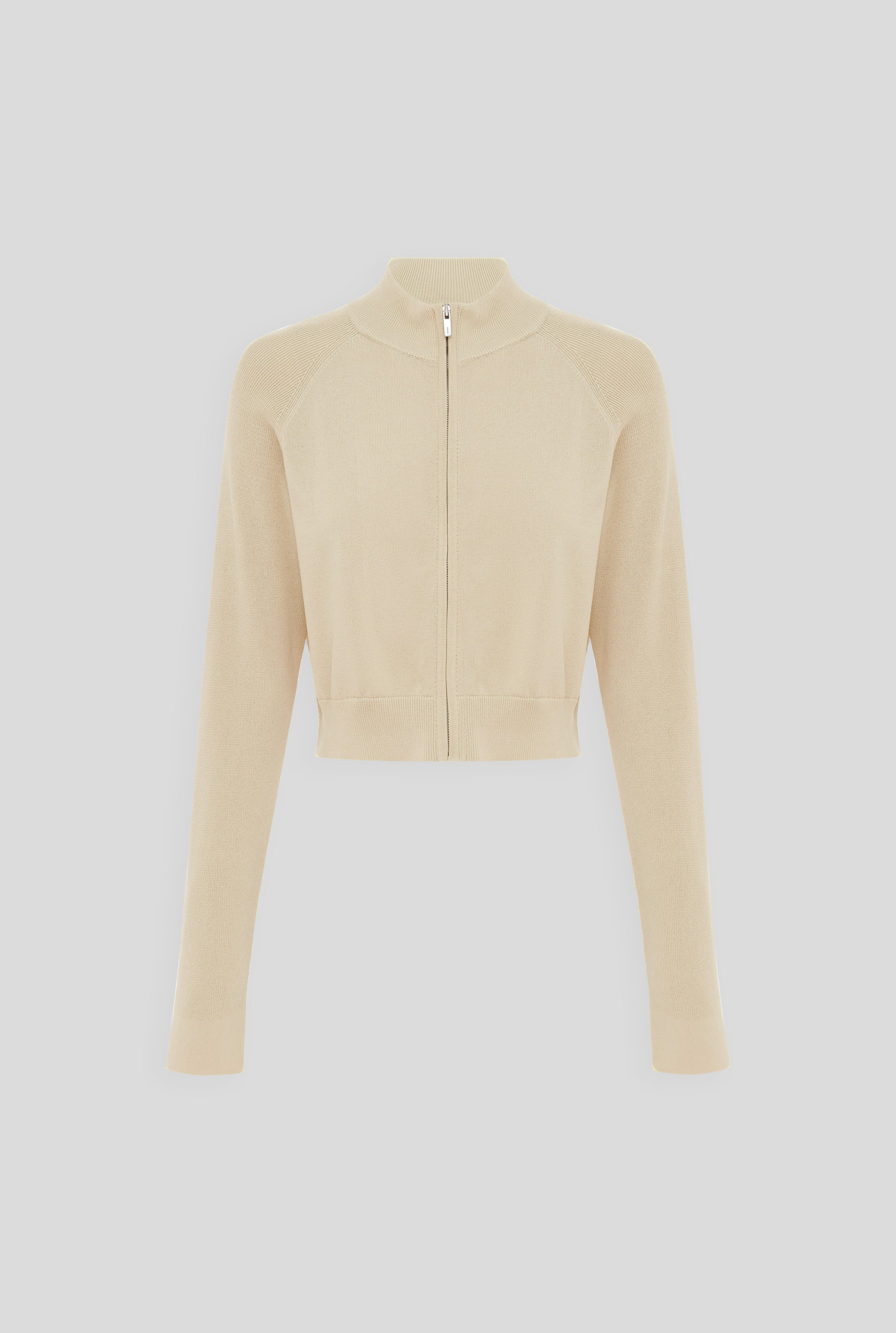 Cotton Cropped Zip Up Jacket - Pale Straw