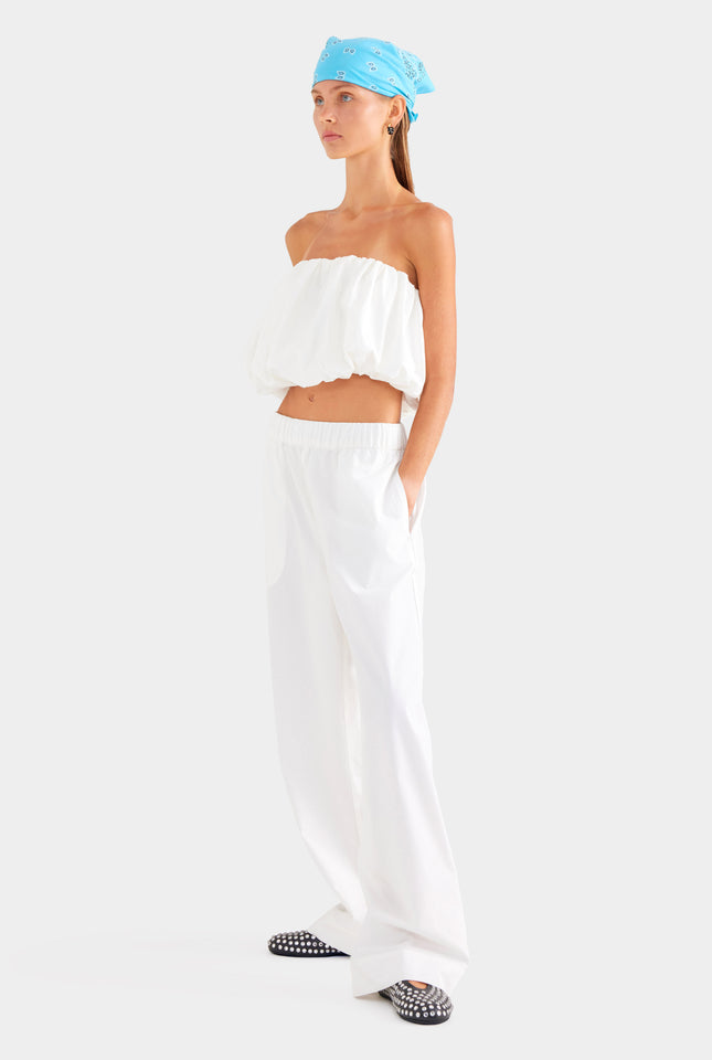 Cotton Strapless Bubble Top - White