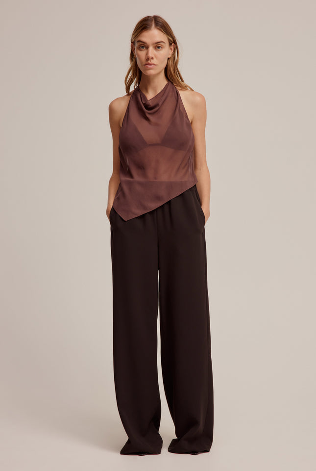 Wide Leg Panelled Pant - Black