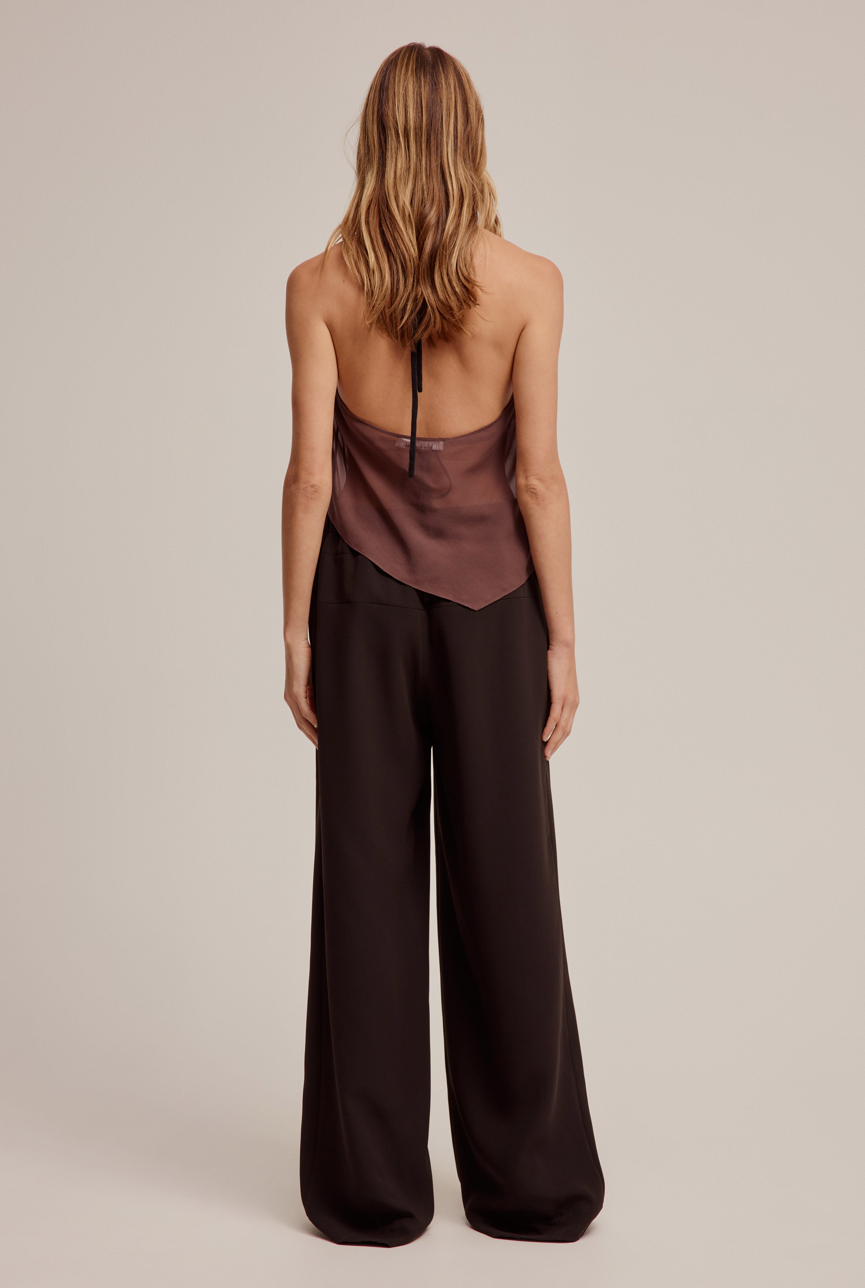 Wide Leg Panelled Pant - Black