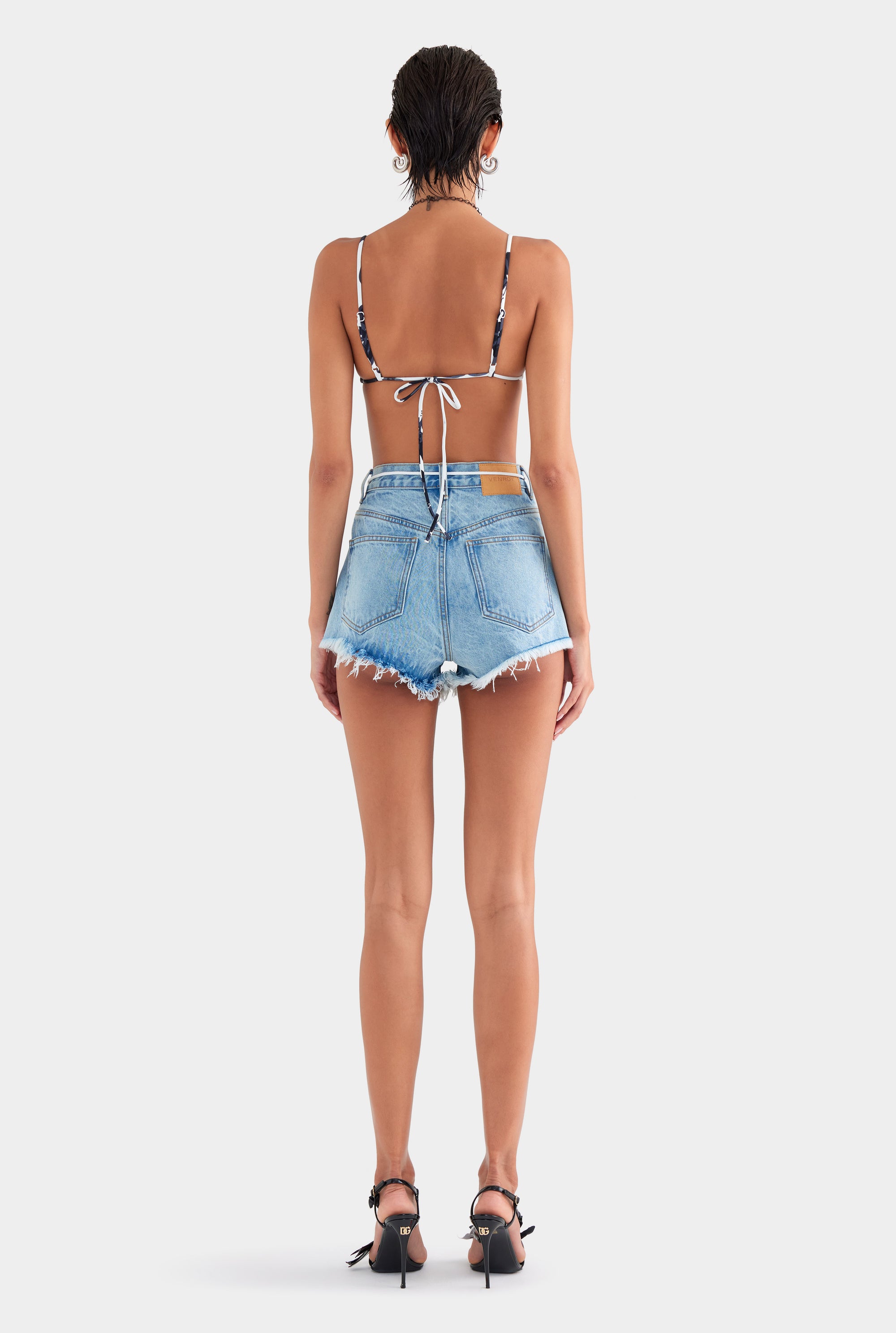 Cut Off Denim Short - Light Blue