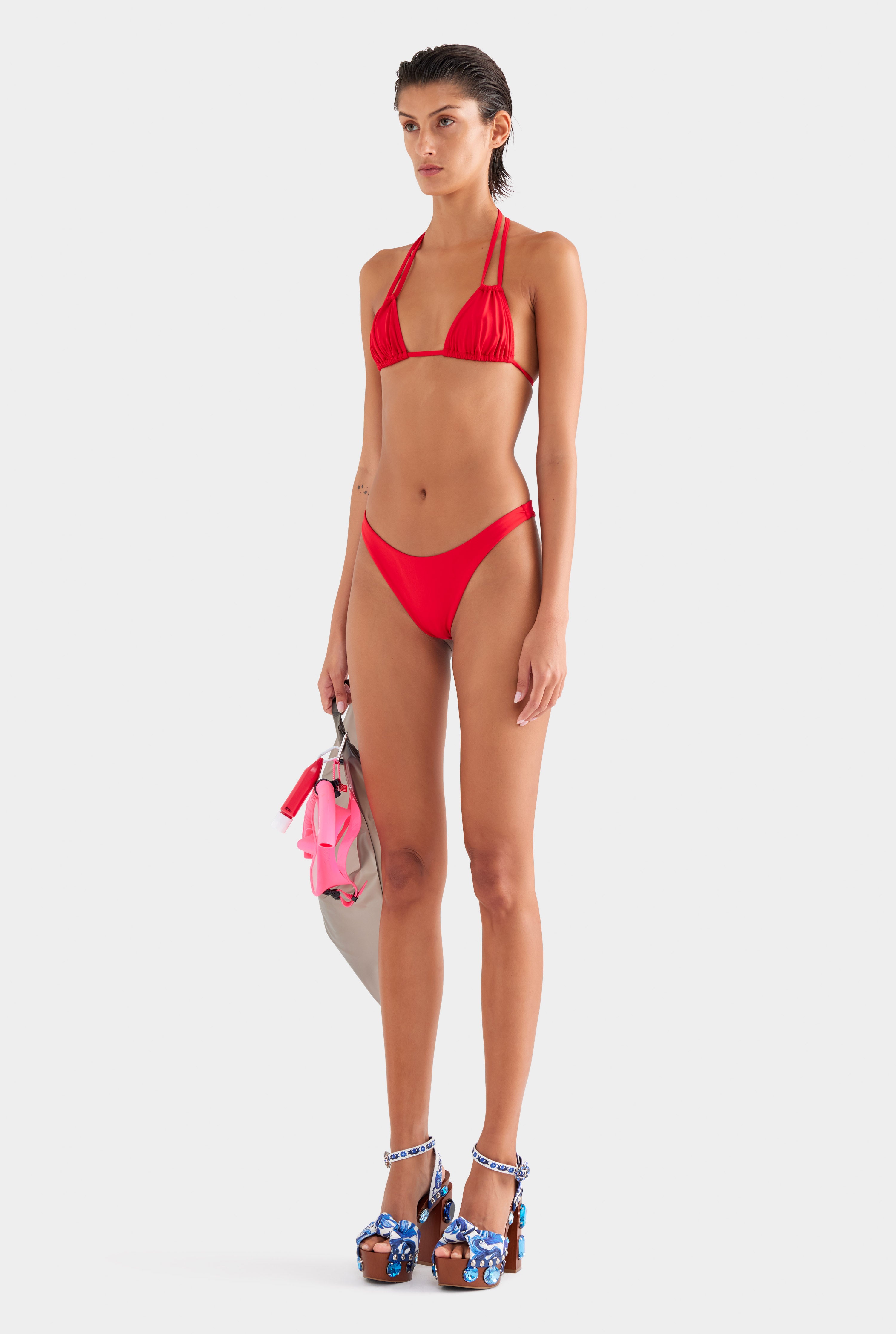 Double Strap Halter Bikini - Red