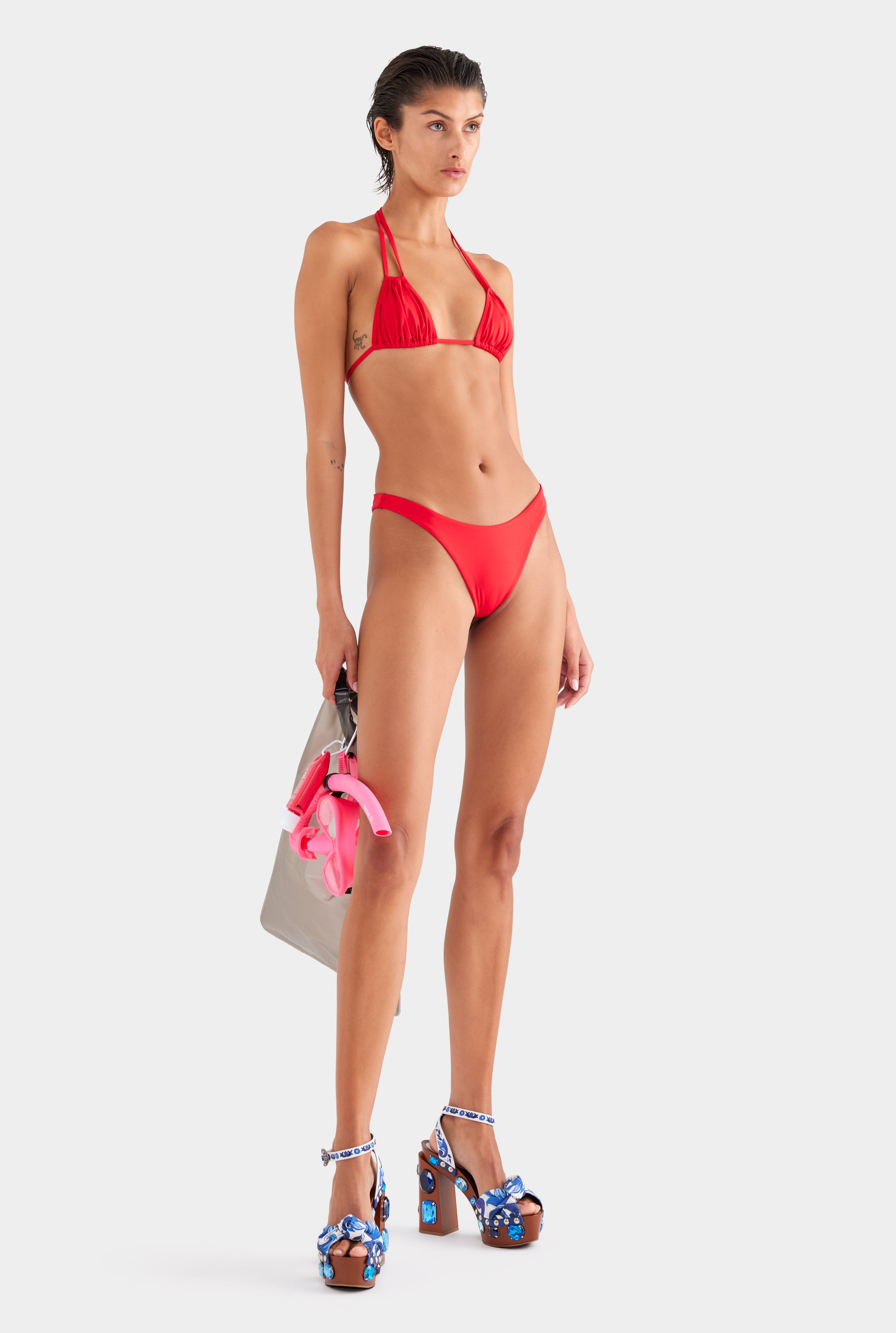 Double Strap Halter Bikini - Red