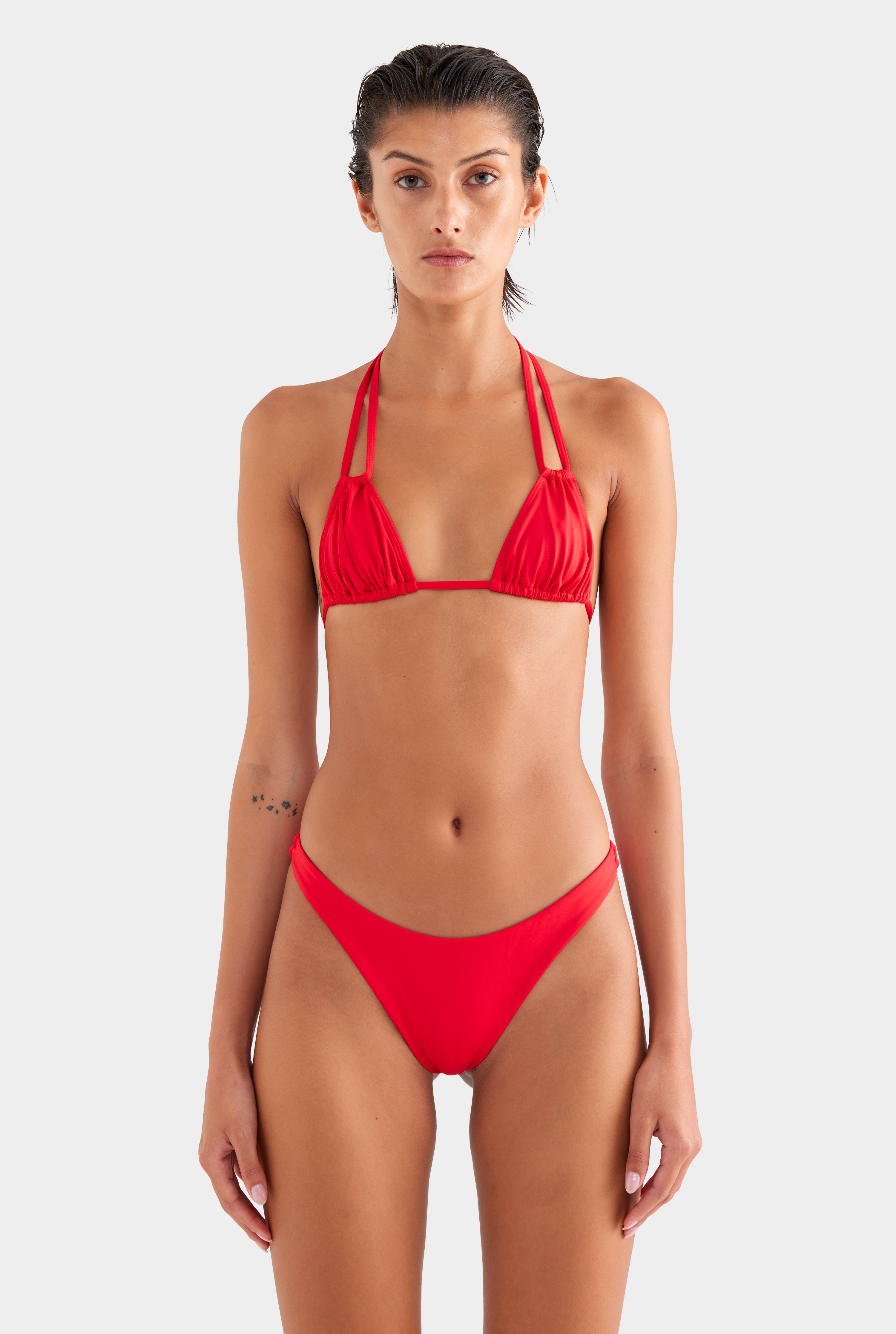 Double Strap Halter Bikini - Red