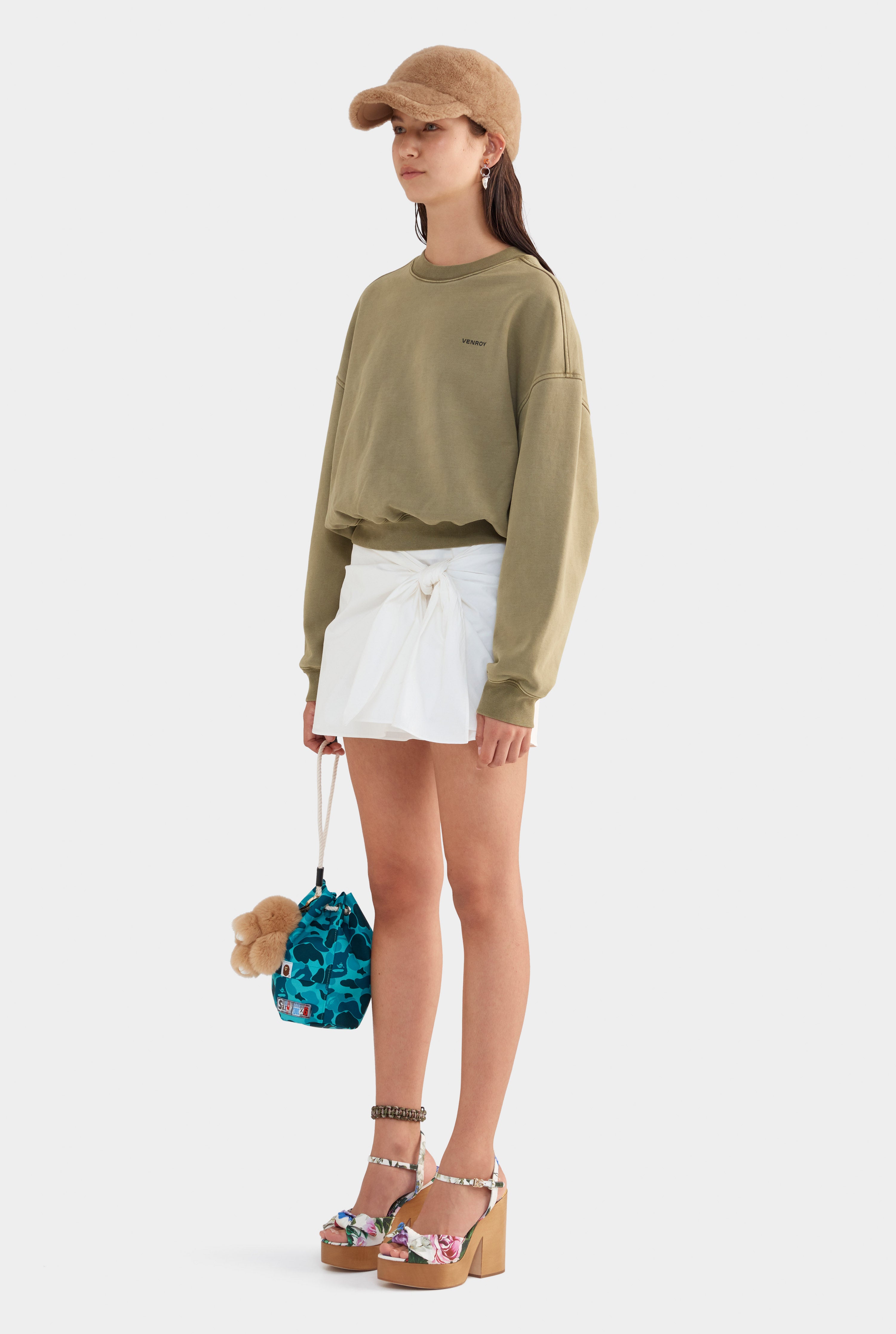 Fleece Track Crewneck - Khaki