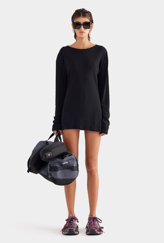 Lightweight Cotton Mini Dress - Black