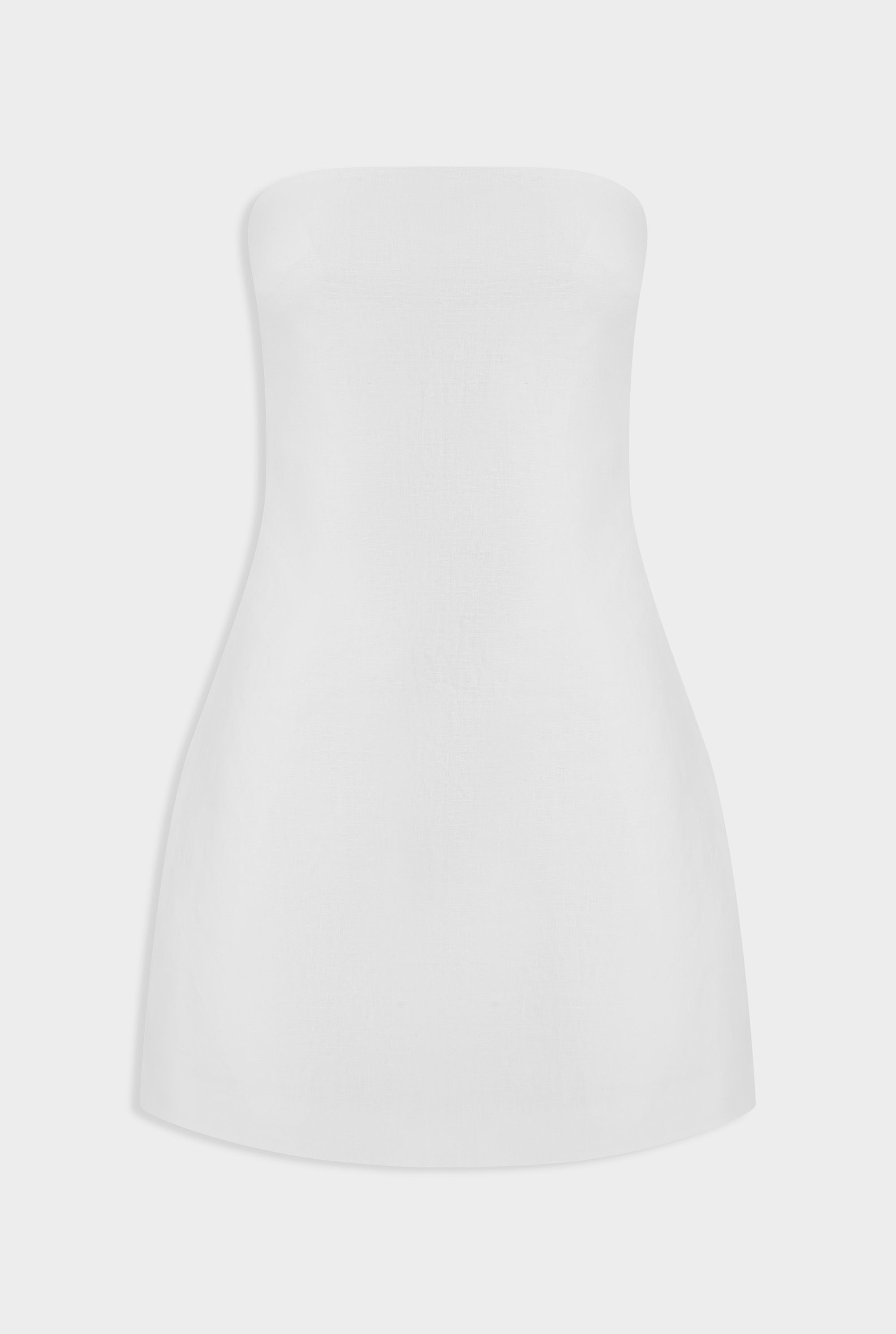 Linen Strapless Mini Dress - White