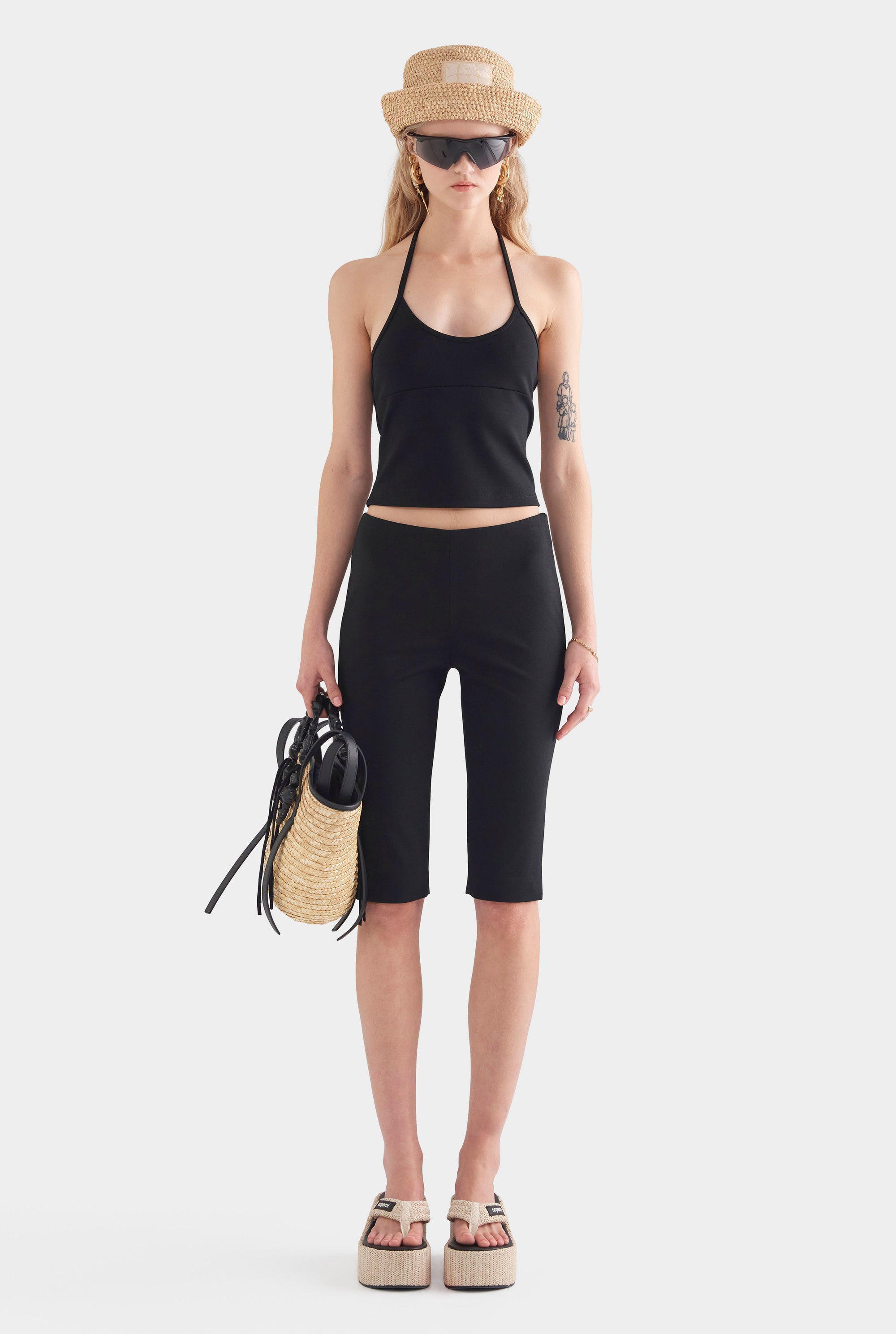 Stretch Wool Capri - Black