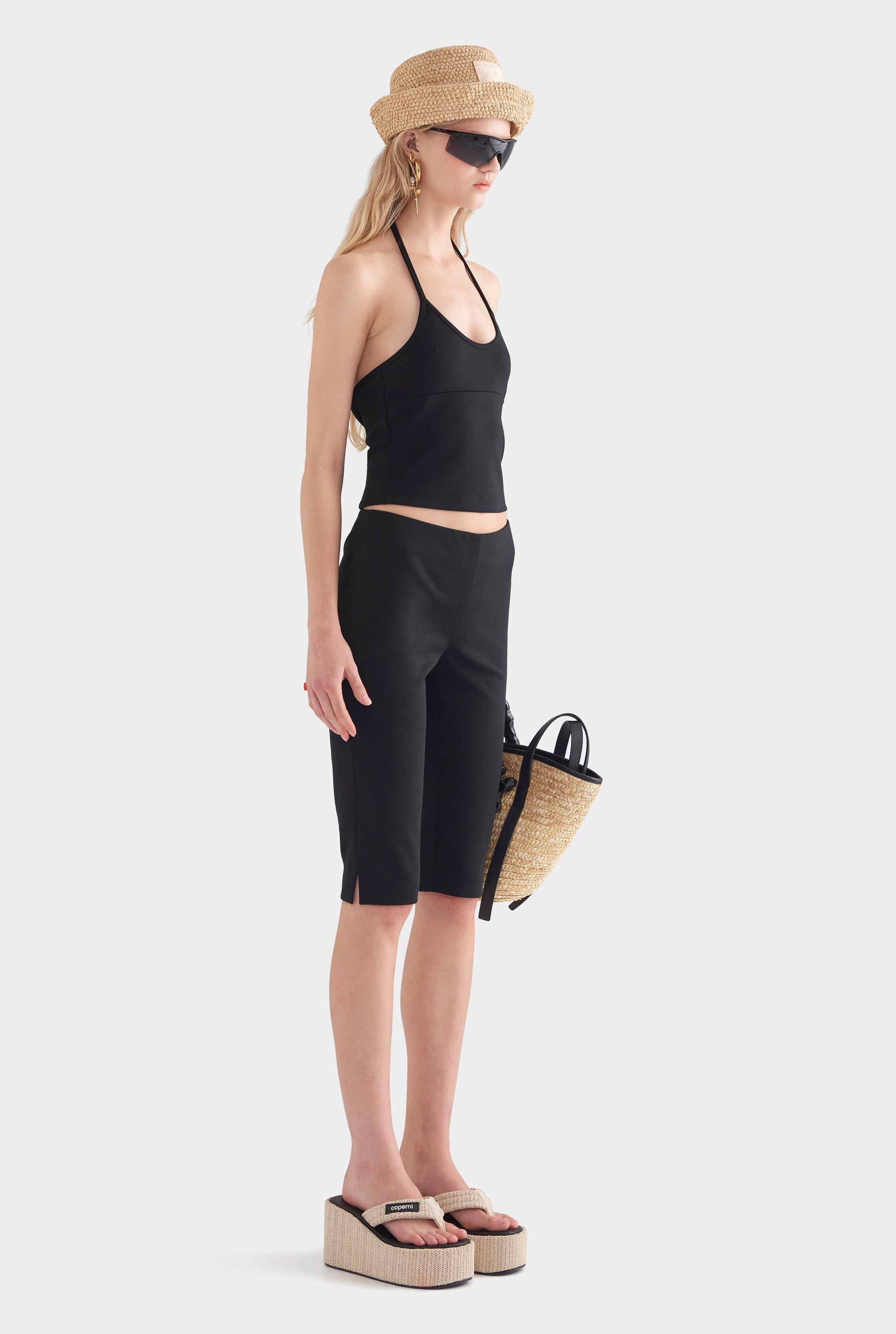 Stretch Wool Capri - Black