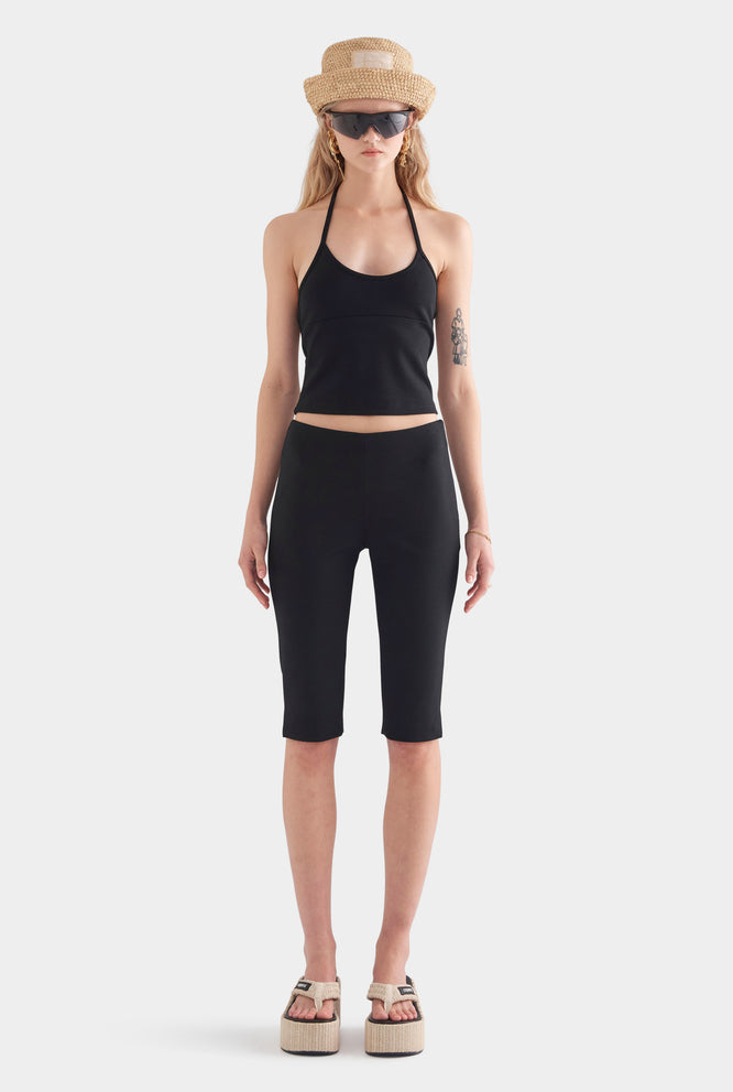 Low Cut Stretch Wool Tank - Black