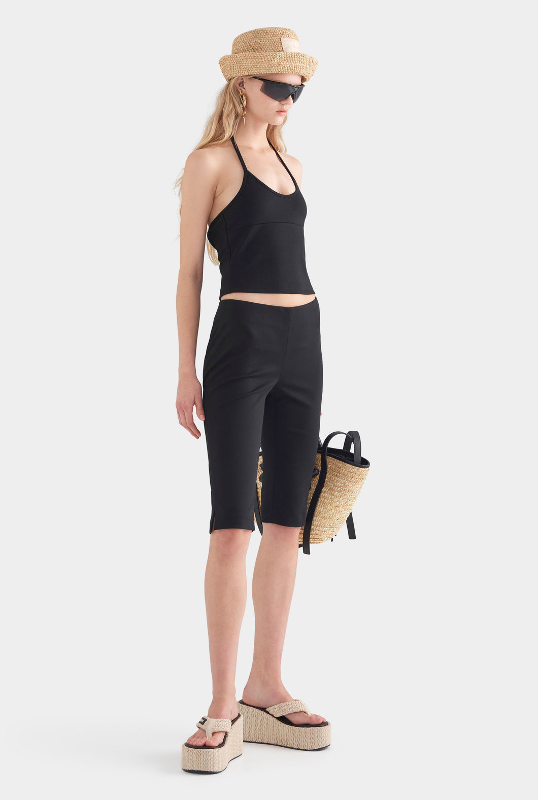 Stretch Wool Capri - Black