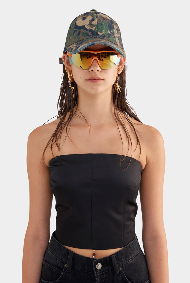 Panelled Silk Cotton Bustier - Black