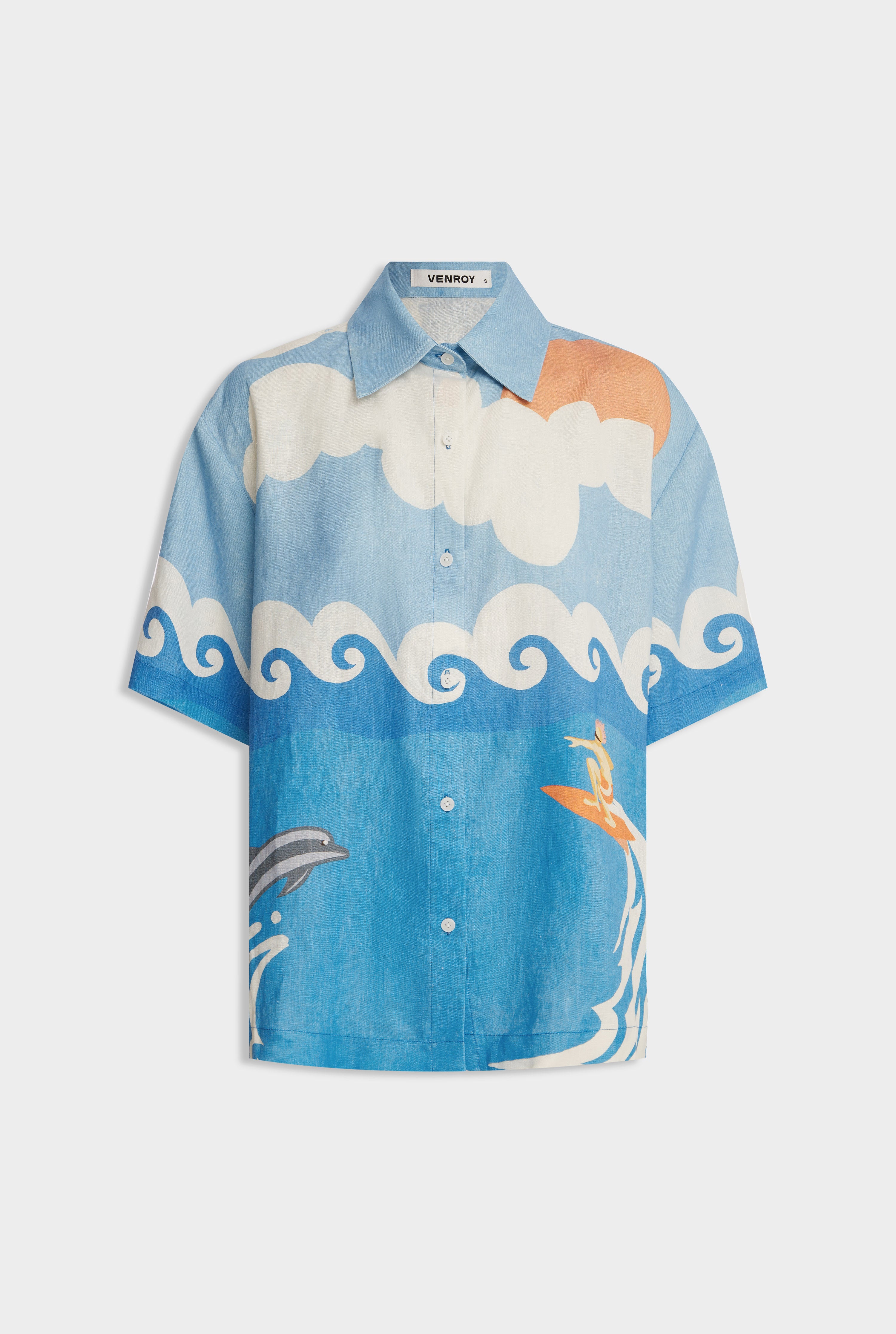 Relaxed Linen Short Sleeve Shirt - Bondi Surf Scene