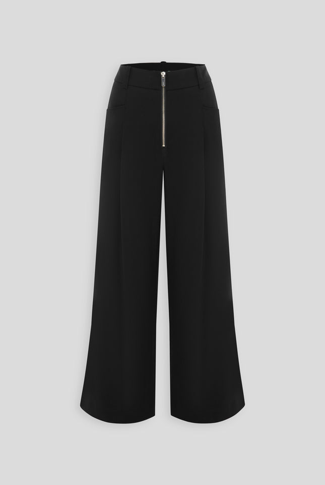 Tailored Wool Straight Leg Pant - Black