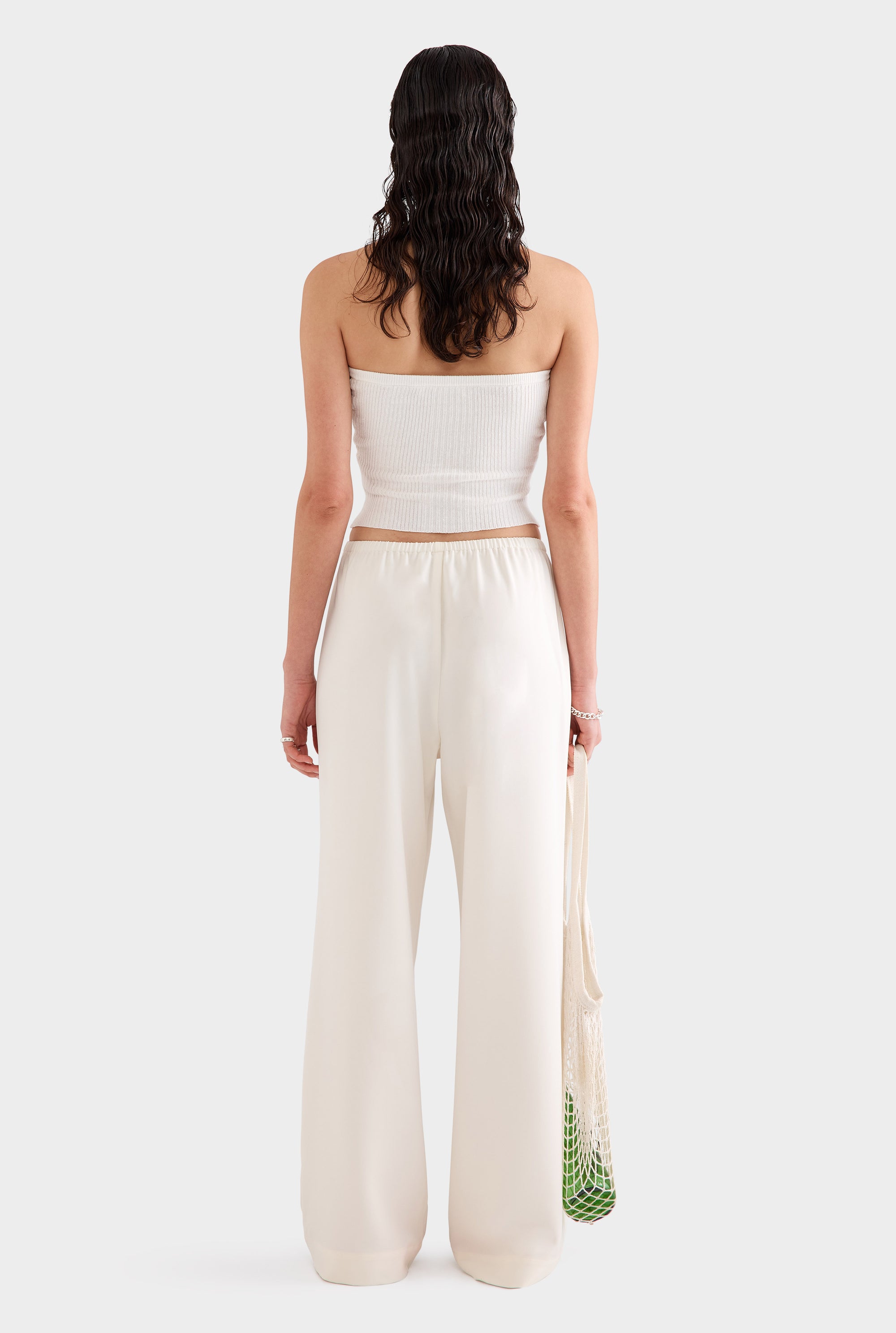 Crepe Elastic Waist Pant - Off White