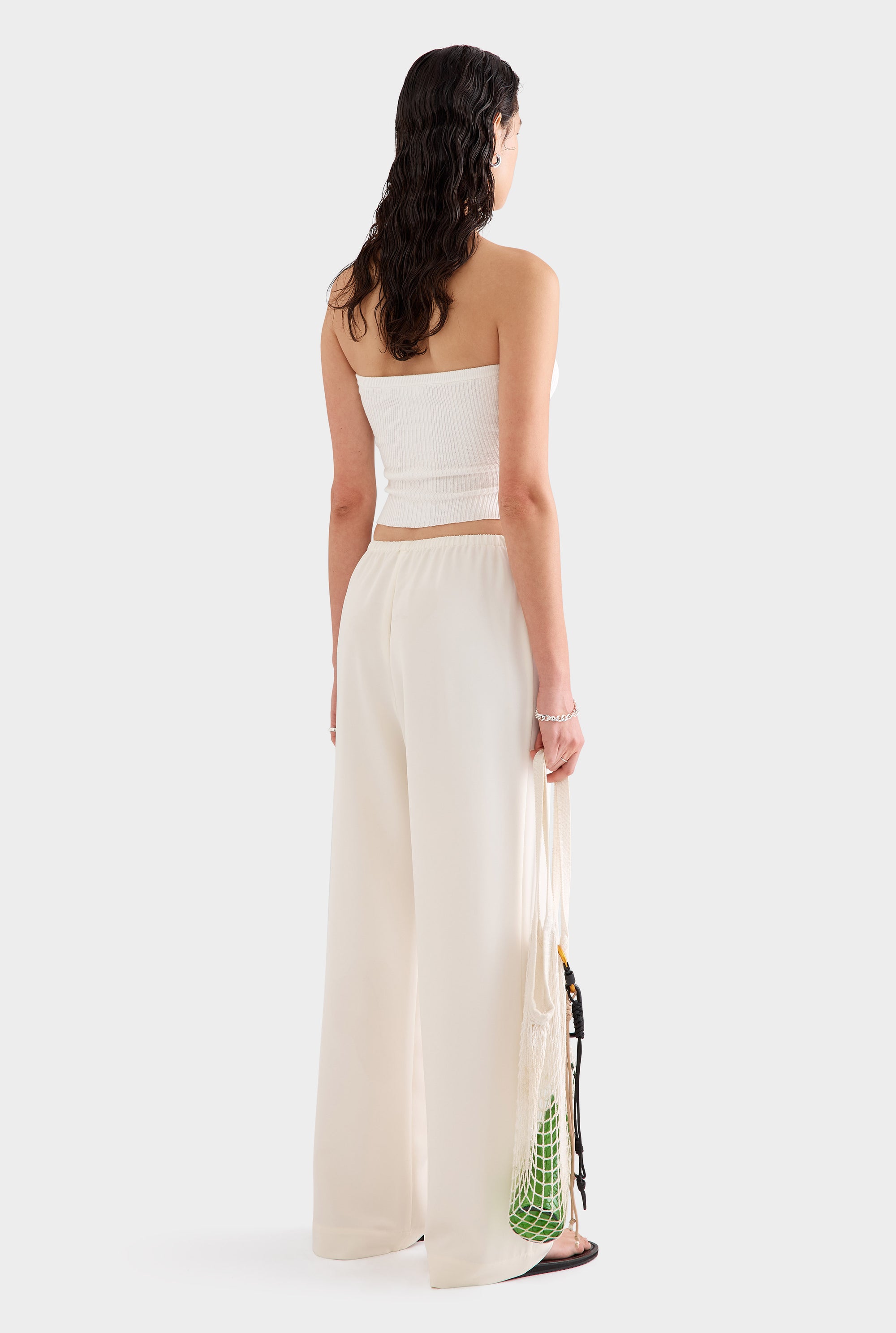 Crepe Elastic Waist Pant - Off White