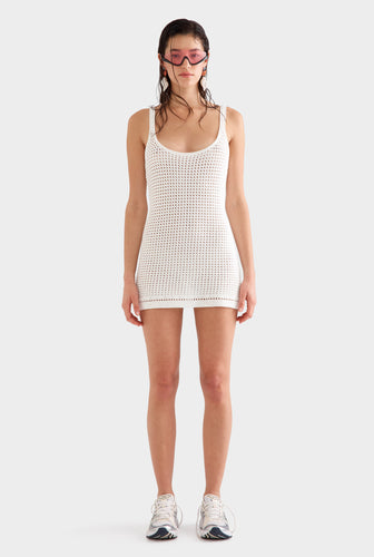 Crochet Cami Mini Dress -  Off White