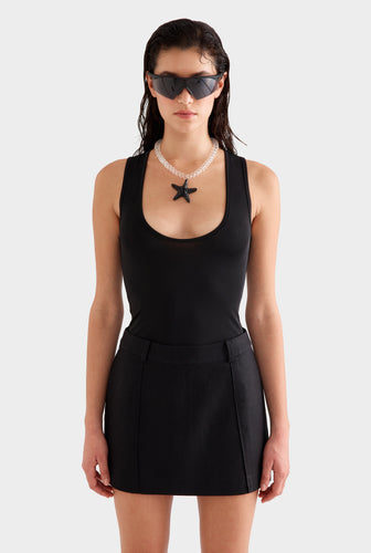 Sheer Scoop Neck Tank -  Black