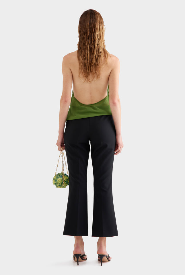 Sheer Silk Cowl Neck Halter Top -  Cactus