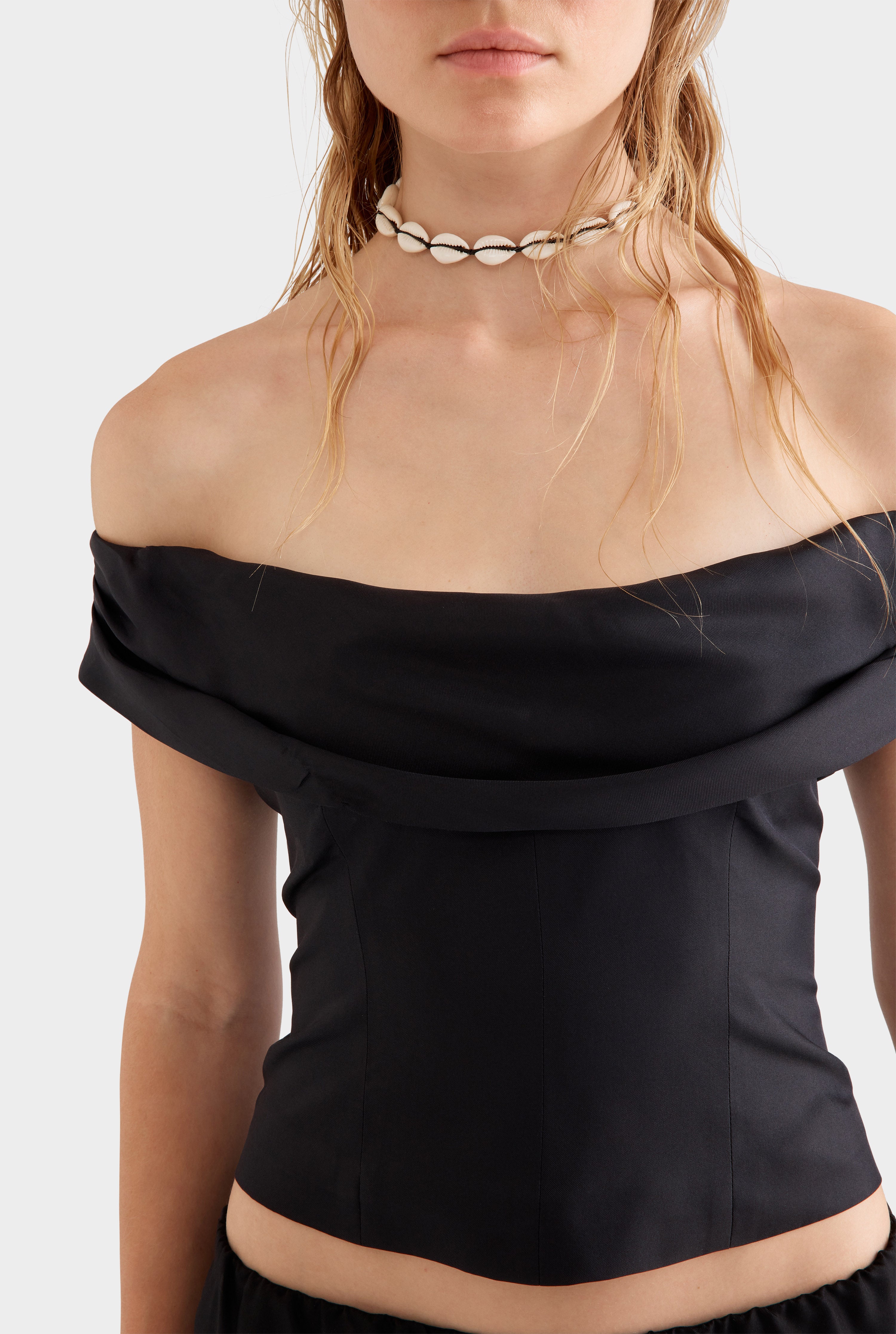 Silk Cowl Neck Bodice - Black