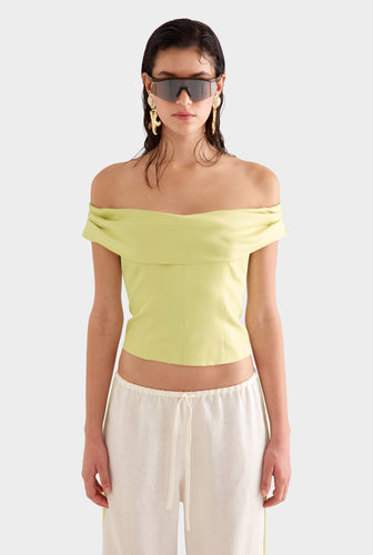 Silk Cowl Neck Bodice - Lemongrass