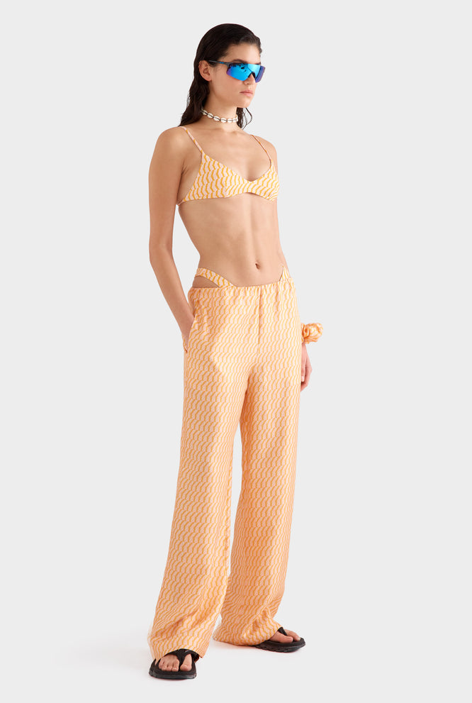 Silk Relaxed Pant -  Bright Orange/Pink V Monogram