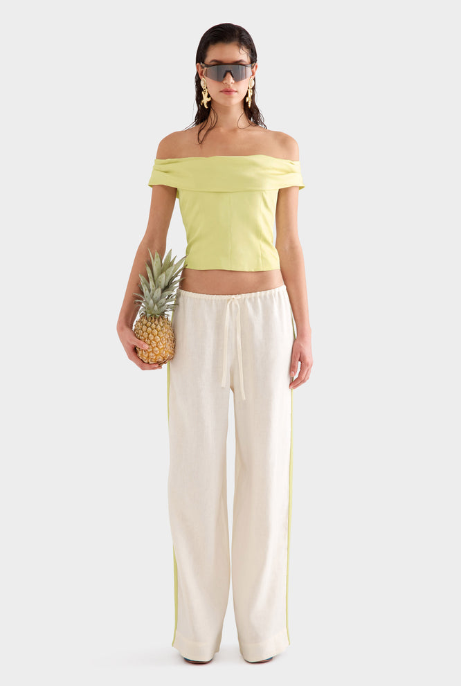 Wide Leg Linen Pant - White