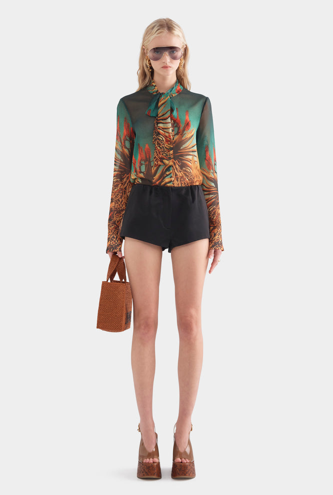 Silk Cotton Mini Short - Black