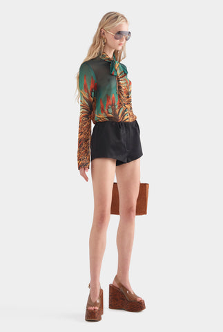 Silk Cotton Mini Short - Black