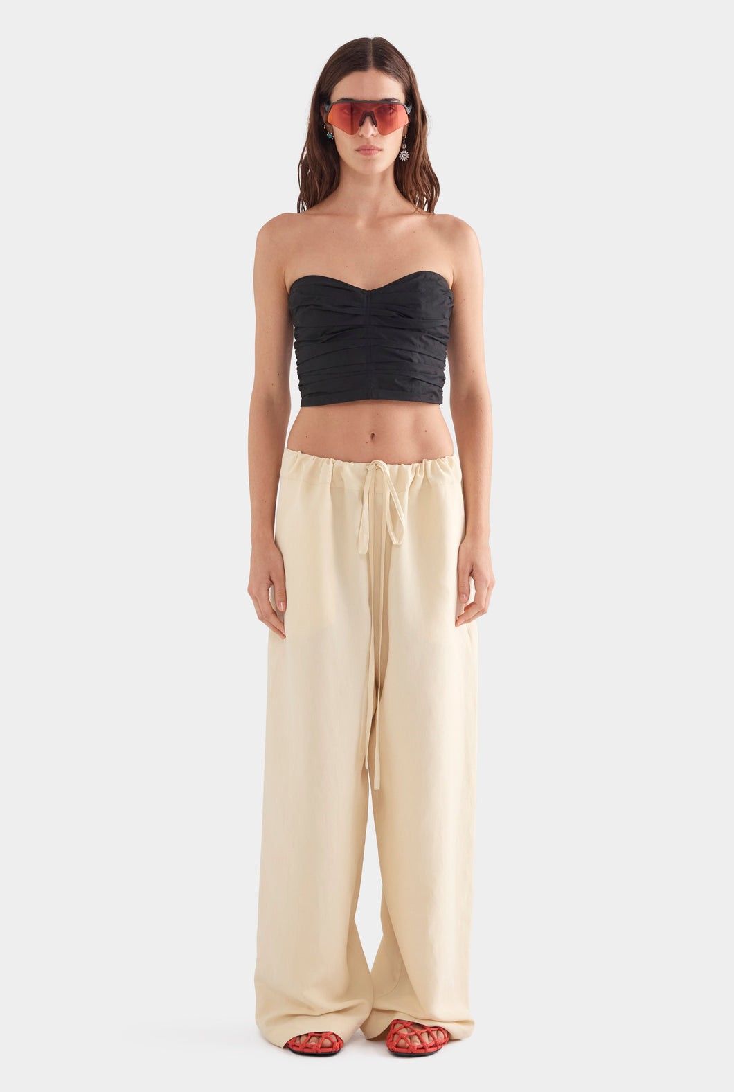 Silk Linen Paperbag Pant - Dusty Yellow